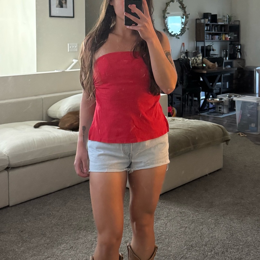 Wild Fable Red Strapless Tube Top | Side Slit Detail | Size S